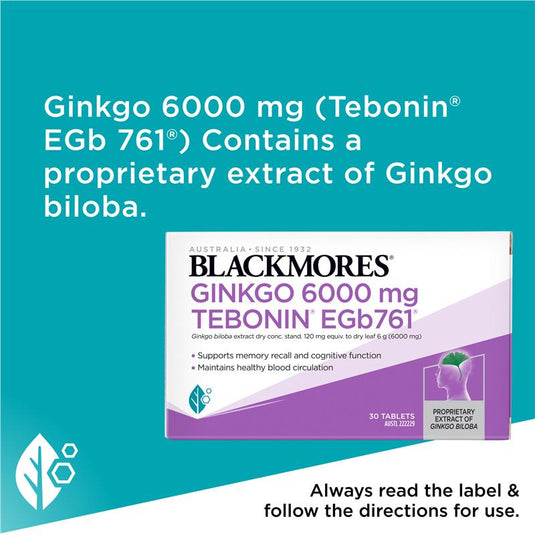 Blackmores Ginkgo 6000mg 30 Tablets