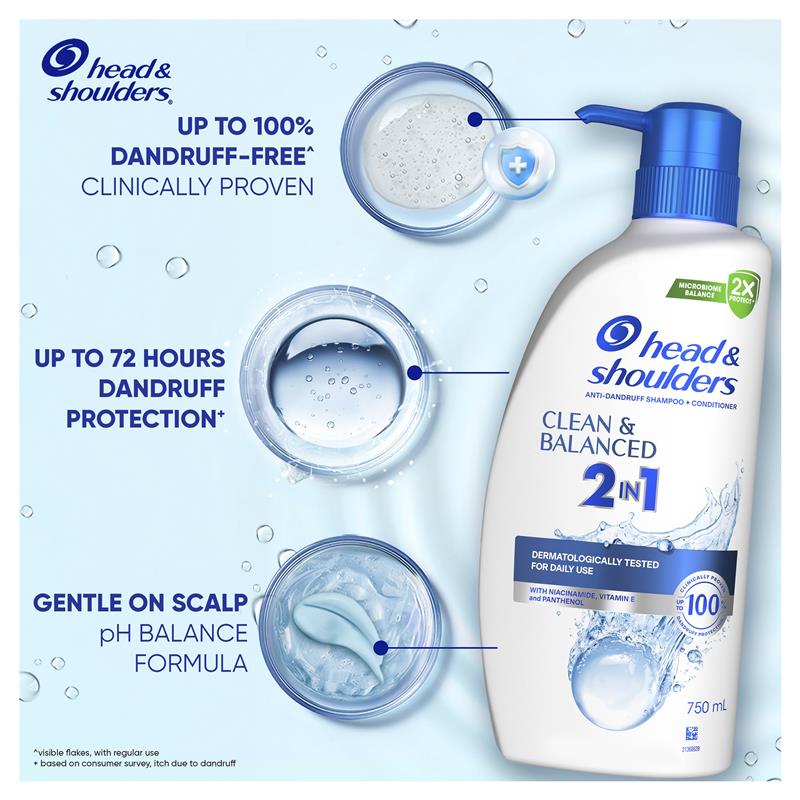 Load image into Gallery viewer, Head &amp; Shoulders Clean &amp; Balanced 2in1 Shampoo + Conditioner 750ml
