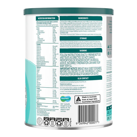 Oli6 - Stage 2 Goat A2 Milk Follow On Formula 800g