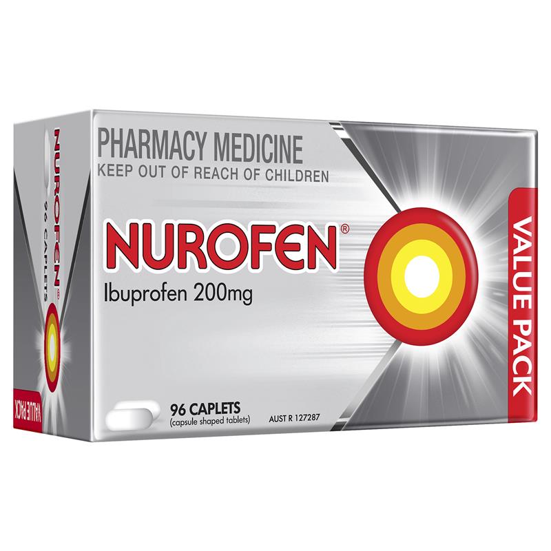 Load image into Gallery viewer, Nurofen Pain and Inflammation Relief Caplets 200mg Ibuprofen 96 Pack
