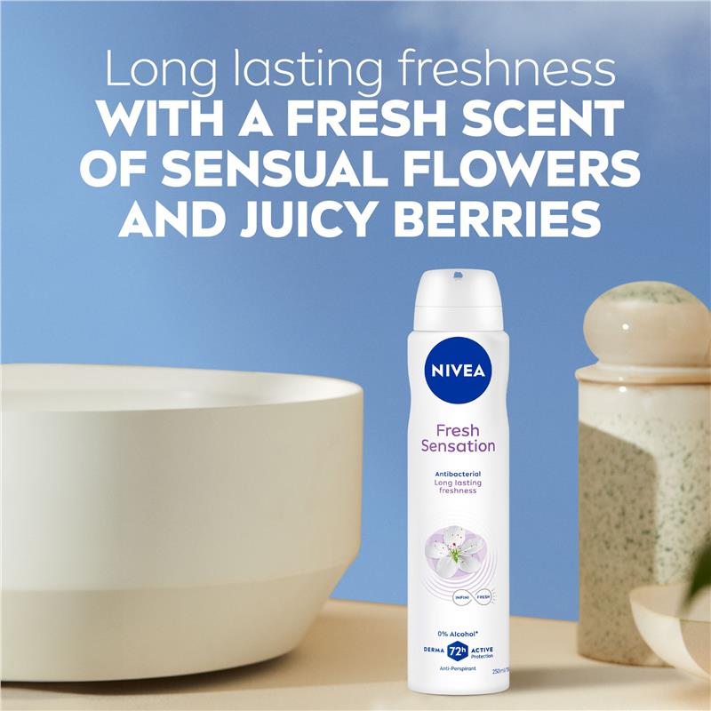 Load image into Gallery viewer, NIVEA for Women Deodorant Fresh Sensation 72hr 250ml
