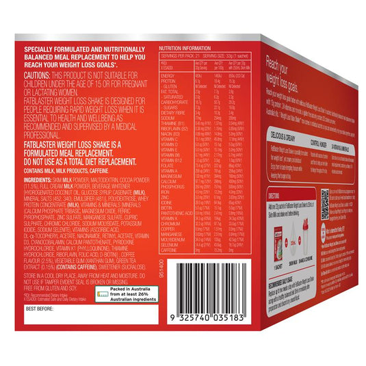 Fatblaster Weight Loss Shake Mocha 21 x 33g Sachets Exclusive Size