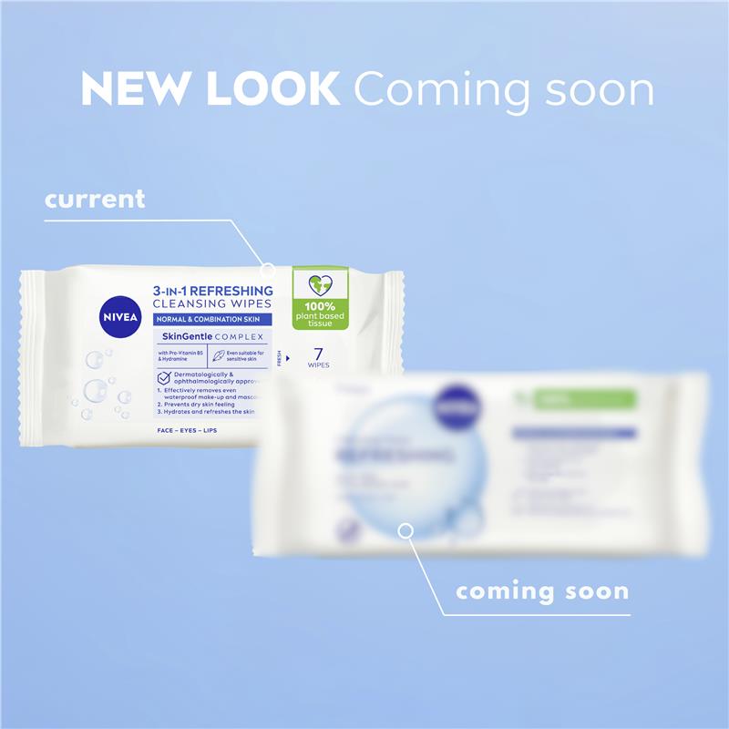 Load image into Gallery viewer, NIVEA 3in1 Refreshing Cleansing Normal &amp; Combination Skin Wipes 7 Pack
