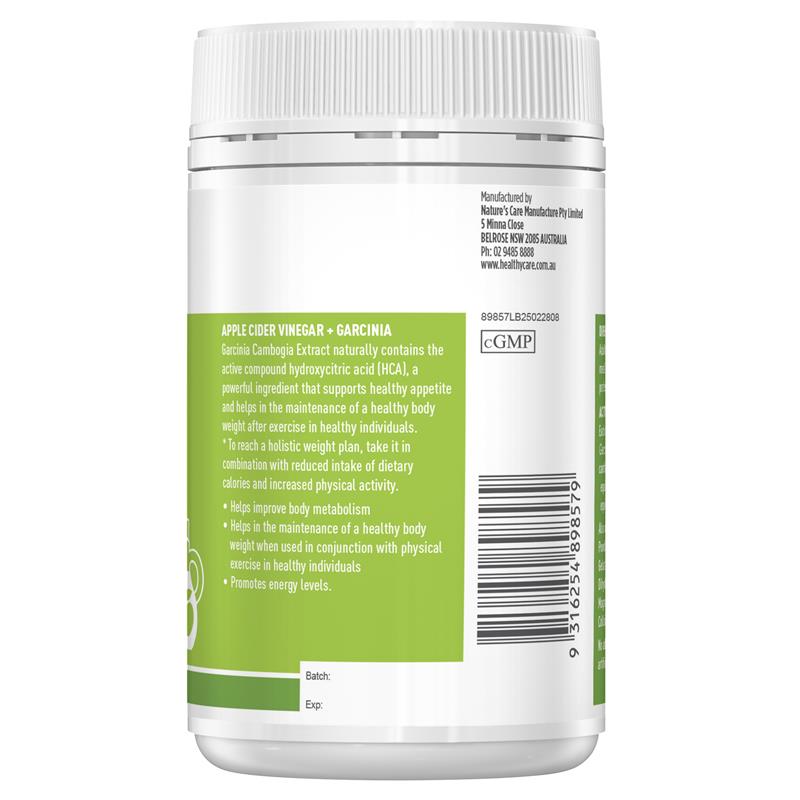 Load image into Gallery viewer, Healthy Care Apple Cider Vinegar + Garcinia 90 Capsules
