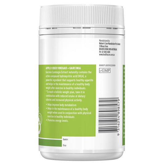 Healthy Care Apple Cider Vinegar + Garcinia 90 Capsules