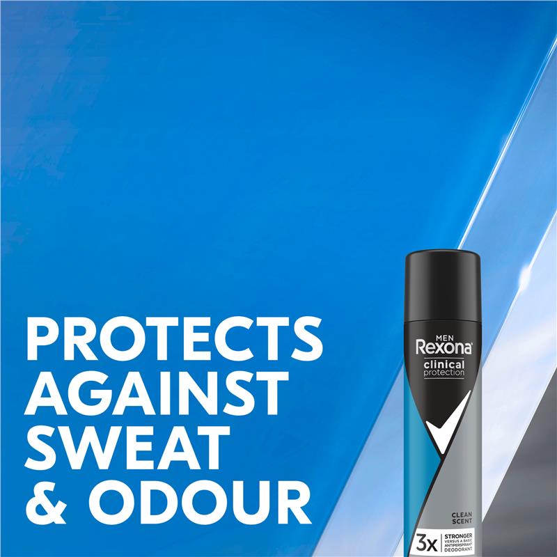 Load image into Gallery viewer, Rexona Men Clinical Protection Antiperspirant Aerosol Clean Scent 180ml
