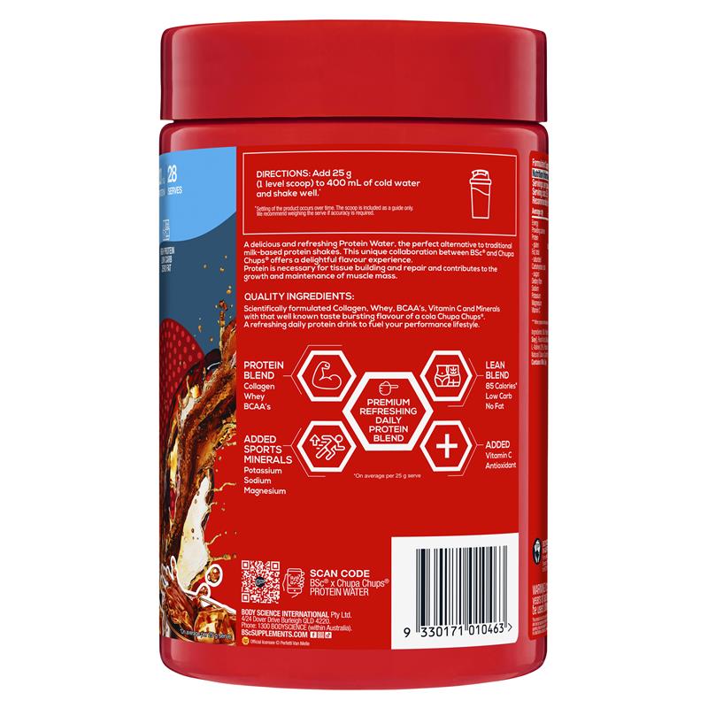 Load image into Gallery viewer, BSc x Chupa Chups Protein Water Cola 700g
