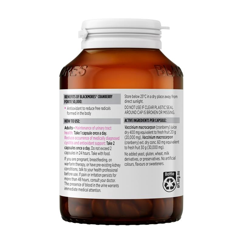Load image into Gallery viewer, Blackmores Cranberry Forte 50000mg 90 Capsules NEW
