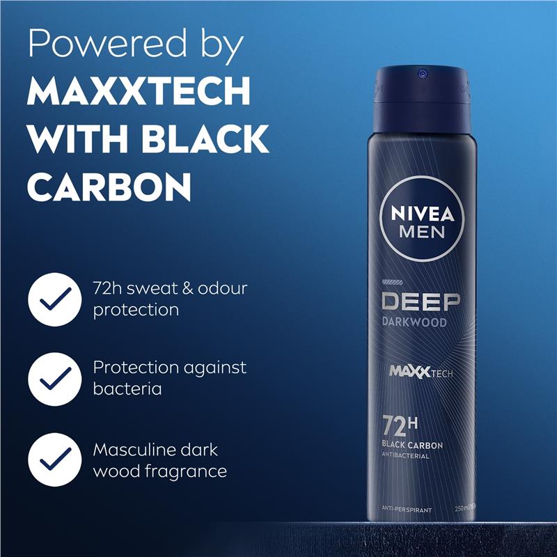Load image into Gallery viewer, NIVEA MEN Deep Aerosol Deodorant 72H Protection 250ml

