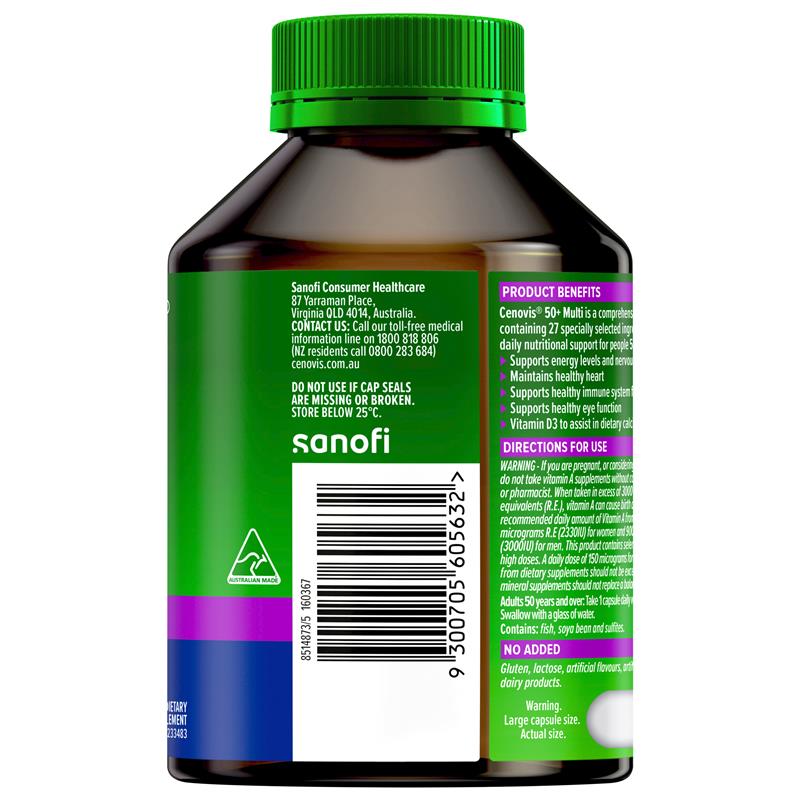 Load image into Gallery viewer, Cenovis Once Daily 50+ Multi Vitamins &amp; Minerals 100 Capsules
