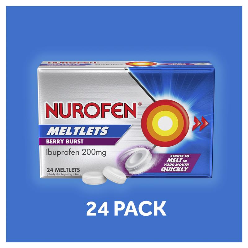 Load image into Gallery viewer, Nurofen Meltlets Pain Relief Berry Burst 200mg Ibuprofen 24 Pack
