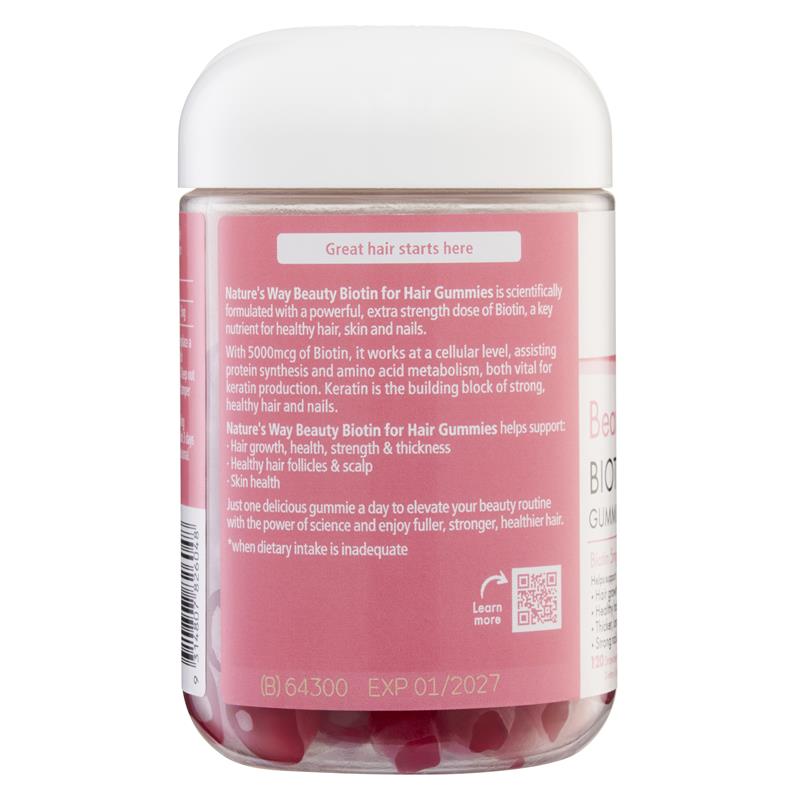 Load image into Gallery viewer, Nature's Way Beauty Biotin for Hair Gummies 120 Pastilles
