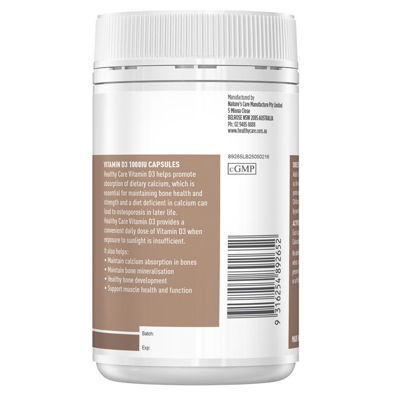 Load image into Gallery viewer, Healthy Care Vitamin D3 1000IU 250 softgel Capsules
