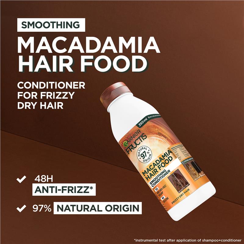 Load image into Gallery viewer, Garnier Fructis Hair Food Smoothing Macadamia Conditioner For Unruly Hair 350ml
