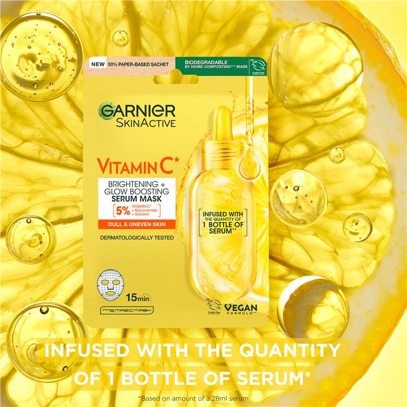 Load image into Gallery viewer, Garnier Hydra Bomb Vitamin C* Brightening &amp; Hydrating Sheet Mask

