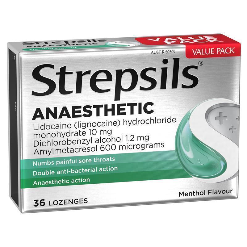 Load image into Gallery viewer, Strepsils Anaesthetic Menthol 36 Lozenges
