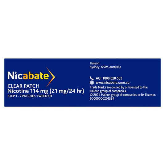 Nicabate Clear Patch Quit Smoking Step 1 21mg 7 Patches