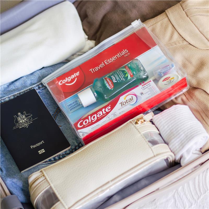 Load image into Gallery viewer, Colgate Travel Essentials Toothbrush, Toothpaste, Mouthwash, Floss &amp; travel bag Pack

