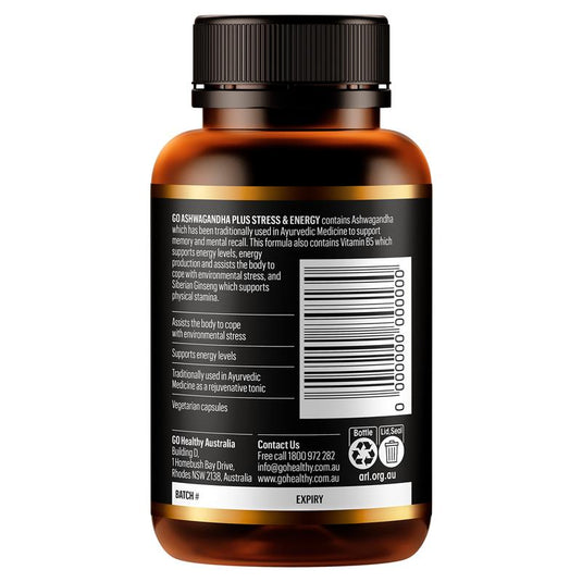 GO Healthy Ashwagandha Plus Stress & Energy 60 Hard Capsules