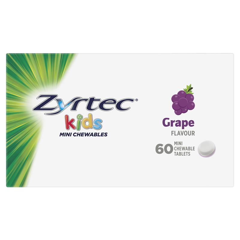 Load image into Gallery viewer, Zyrtec Kids Chewable Grape 60 Tablets
