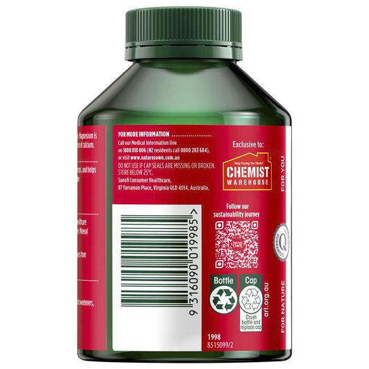 Nature's Own Magnesium Chelate 500Mg 250 Capsules Exclusive Size