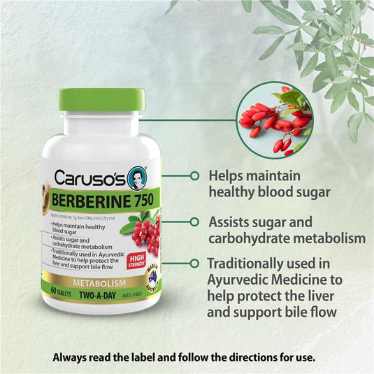 Carusos Berberine 750 60 Tablets