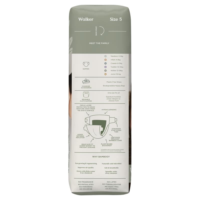 Load image into Gallery viewer, Tooshies Eco Nappies with Organic Bamboo Size 5 Walker 13-18kg, 32 pack
