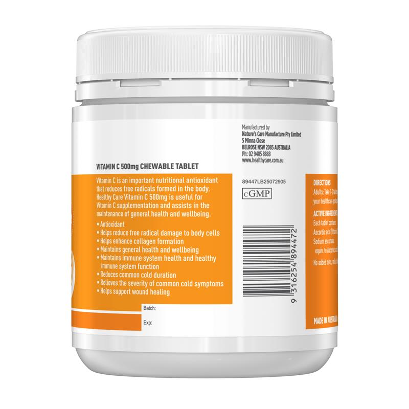 Load image into Gallery viewer, Healthy Care Vitamin C 500mg 300 Chewable Tablets
