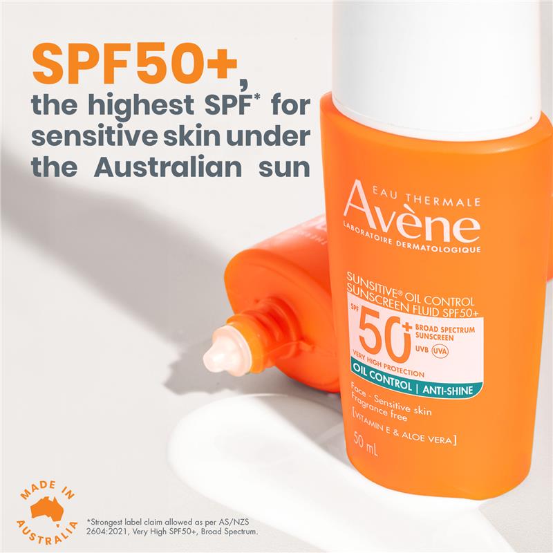 Load image into Gallery viewer, Avene Sunsitive Oil Control Sunscreen Fluid SPF50+
