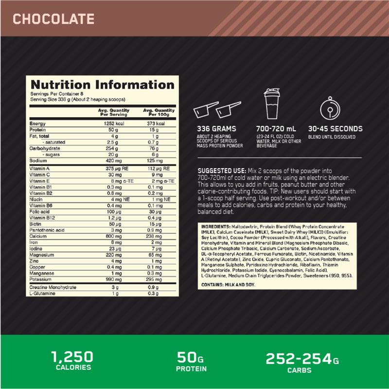 Load image into Gallery viewer, Optimum Nutrition Serious Mass Chocolate 2.72kg
