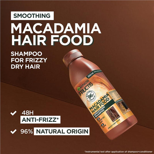 Garnier Fructis Hair Food Smoothing Macadamia Shampoo For Unruly Hair 350ml