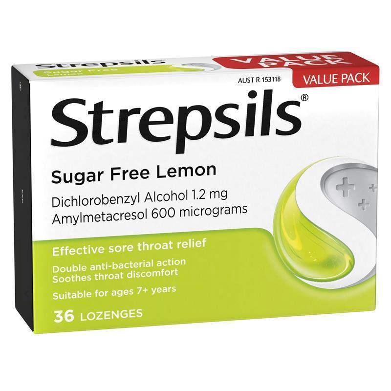 Load image into Gallery viewer, Strepsils Sore Throat Relief Sugar Free Lozenges Lemon 36 pack
