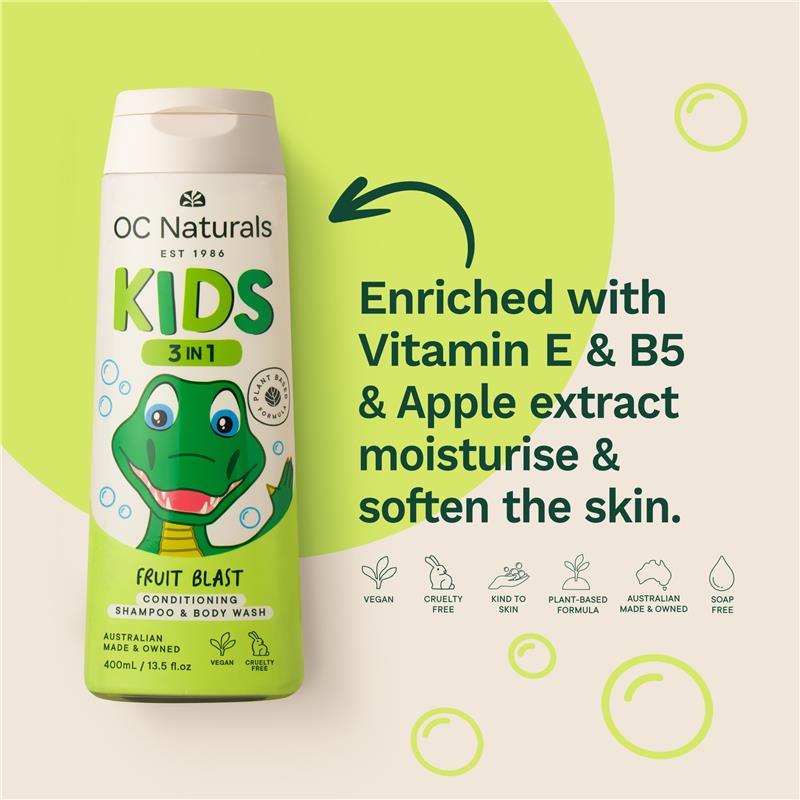 Load image into Gallery viewer, Organic Care Kids 3in1 Shampoo Conditioner Body Wash Fruit Blast 400ml
