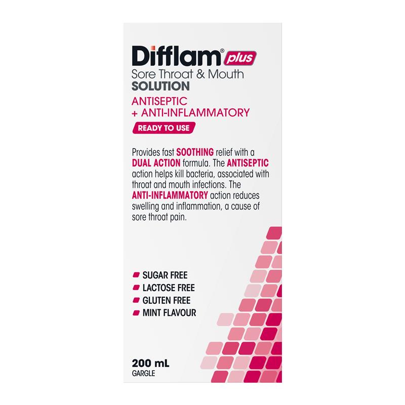 Load image into Gallery viewer, Difflam Plus Sore Throat &amp; Mouth Solution Mint 200ml
