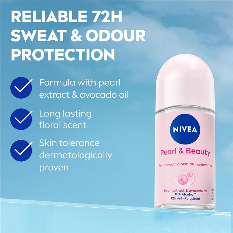 Load image into Gallery viewer, NIVEA Pearl &amp; Beauty Roll On Deodorant 72H Protection 50ml
