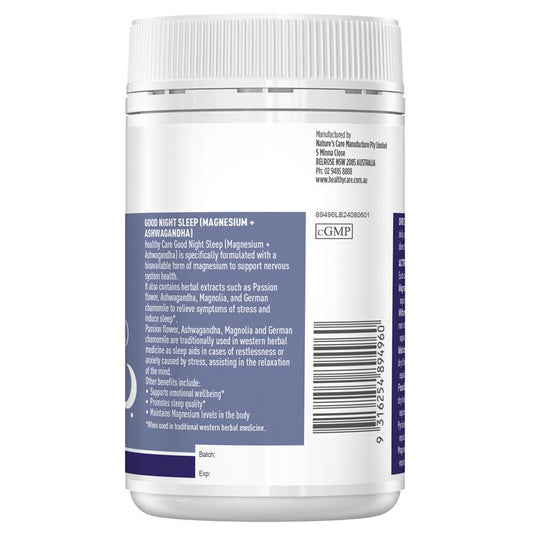 Healthy Care Good Night Sleep with Magnesium + Ashwagandha 100 Capsules