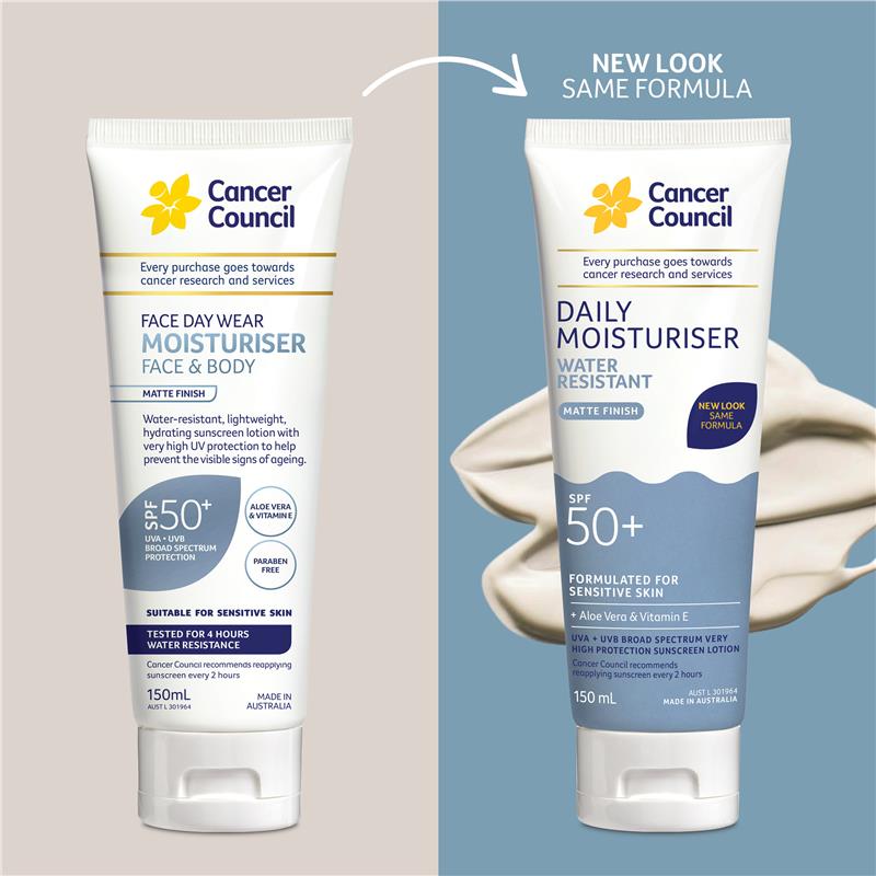 Load image into Gallery viewer, Cancer Council SPF 50+ Face &amp; Body Moisturiser Water Resistant 150ml
