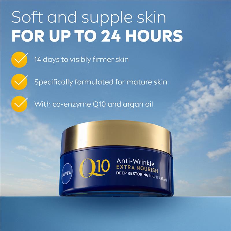 Load image into Gallery viewer, NIVEA Q10 Anti-Wrinkle Extra Nourish Deep Restoring Night Cream 50ml
