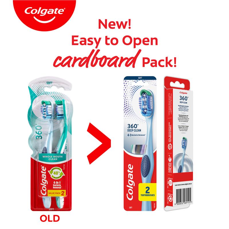 Load image into Gallery viewer, Colgate Toothbrush 360 Deep Clean Soft 2 Pack
