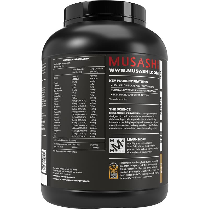 Load image into Gallery viewer, Musashi Bulk Protein Vanilla 2kg
