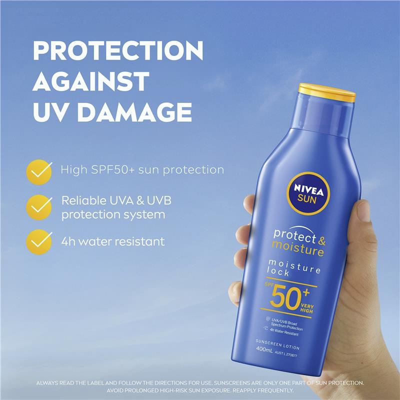 Load image into Gallery viewer, NIVEA Sun Protect &amp; Moisture SPF50+ Sunscreen Lotion 400ml
