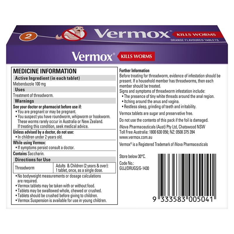 Load image into Gallery viewer, Vermox Worming Treatment Orange 2 Tablets
