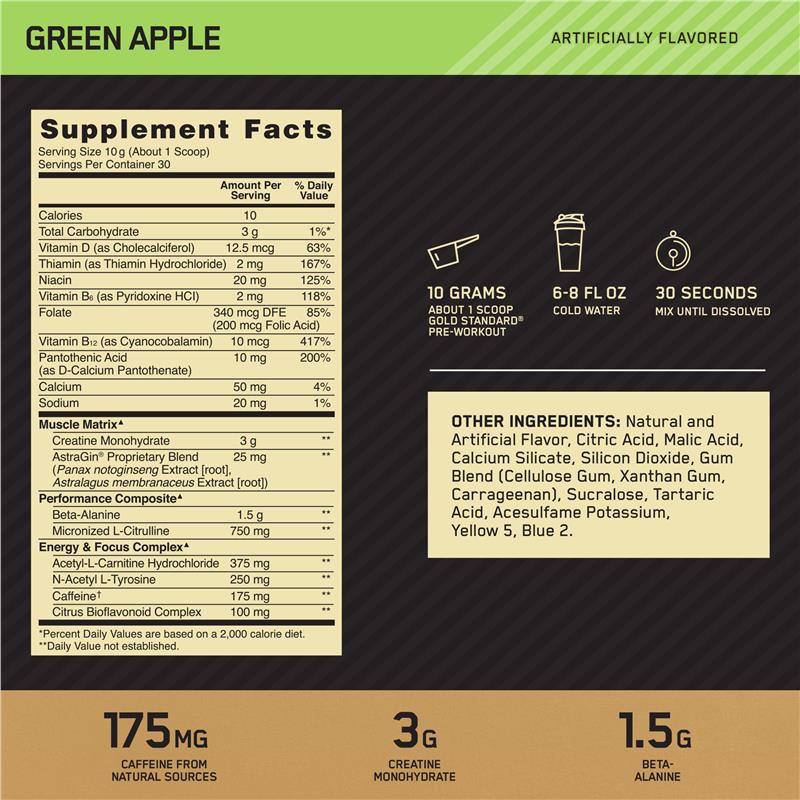 Load image into Gallery viewer, Optimum Nutrition Gold Standard Pre-Workout Green Apple 300g
