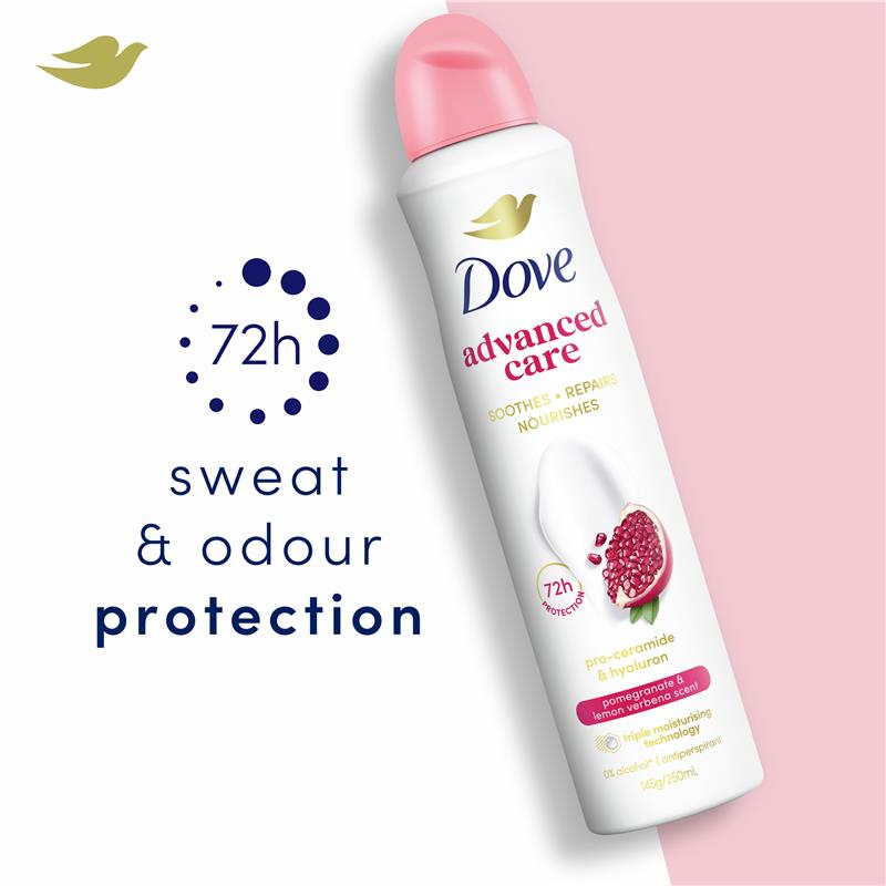 Load image into Gallery viewer, Dove Women Advanced Care Antiperspirant Aerosol Pomegranate &amp; Lemon Verbena 250ml
