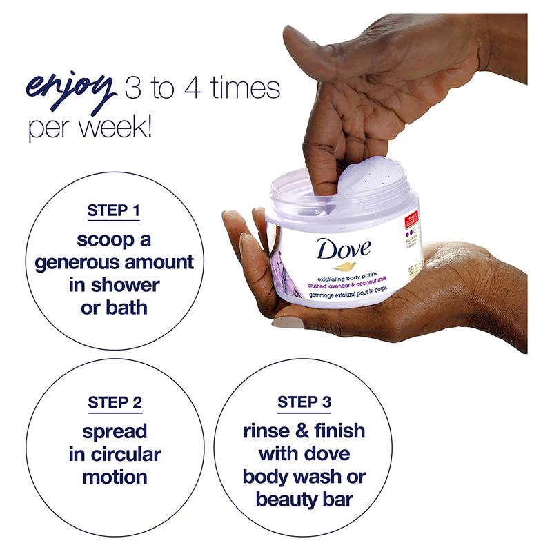 Load image into Gallery viewer, Dove Exfoliating Body Polish Crushed Lavender And Coconut Milk 298g
