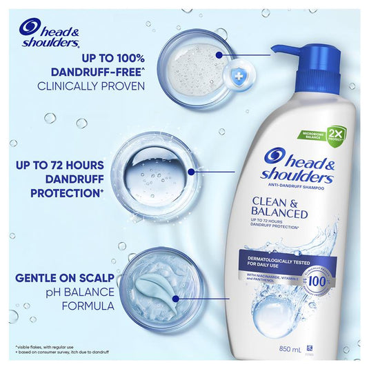 Head & Shoulders Clean & Balanced Shampoo 850ml