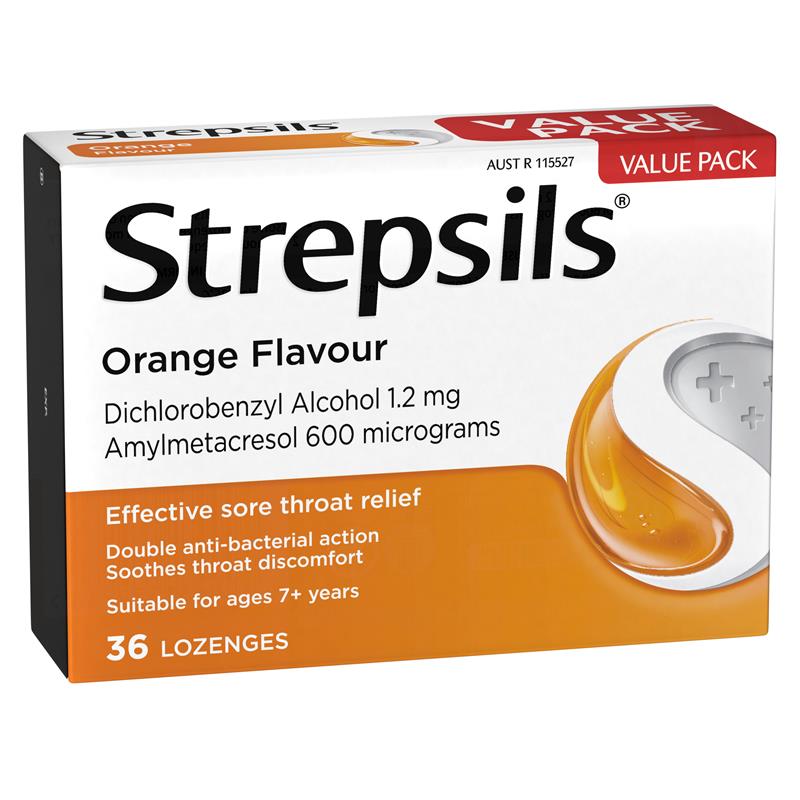 Load image into Gallery viewer, Strepsils Soothing Lozenges Orange 36pk Sore Throat Double Antibacterial
