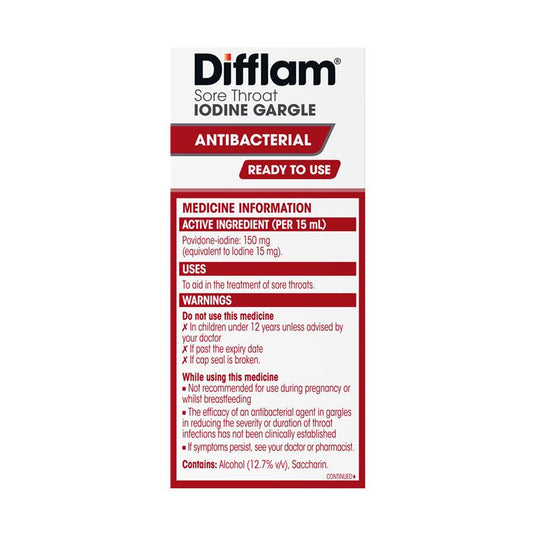 Difflam Plus Ready To Use Sore Throat Gargle Mint 200ml