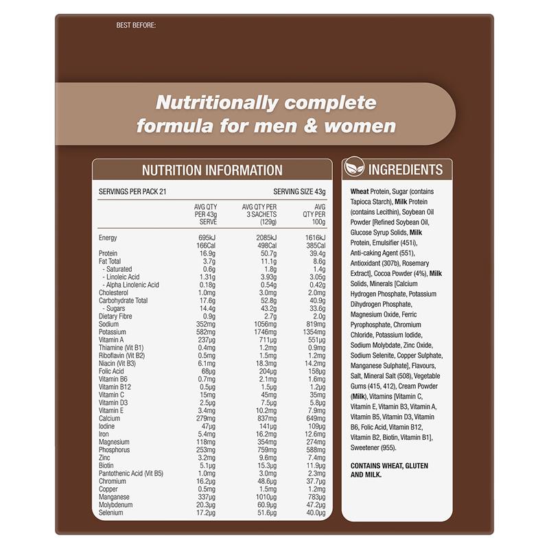 Load image into Gallery viewer, Optislim VLCD Meal Replacement Shake Chocolate 21x43g Sachets
