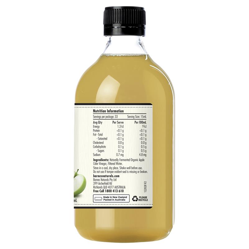 Load image into Gallery viewer, Barnes Naturals Organic Apple Cider Vinegar with the Mother 500ml
